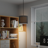 Modern Wave Pendant Light with Linen-Feel Fabric Shade, E27 – Black Ceiling Light Fixture, 178cm Drop