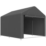 Outsunny 6.6 x 7.8ft Portable Storage Shed with Roll-Up Zipper Door – Waterproof Bike Tent, Dark Grey