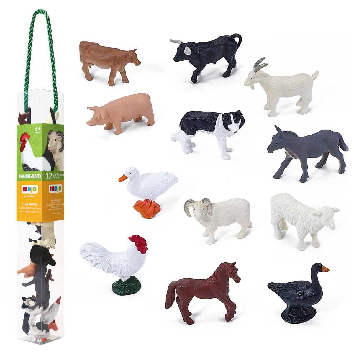 MOJO Mini Farm Animal Figures Playset – 12-Piece Mini Worlds Tube Set