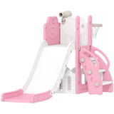 AIYAPLAY 5 in 1 Kids Slide Set with Basketball Hoop, Climbing Frame, Telescope & Storage Box – Toddlers 1-3