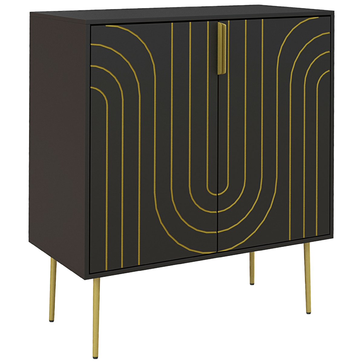 HOMCOM Art Deco black and gold storage cabinet
