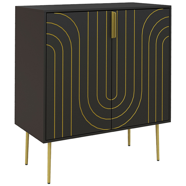 HOMCOM Art Deco black and gold storage cabinet