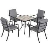 Outsunny 5 Piece Garden Dining Set for 4 – Square Table with Stackable Cushioned Armchairs