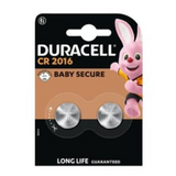 Duracell CR2016 3V Lithium Coin Batteries, Pack of 2 – Baby Secure Packaging for Key Fobs & Remotes