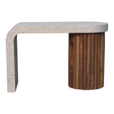 Artisan Furniture Solid Wood Serenity Coffee Table with White Terrazzo Top – Living Room Centrepiece, Brown & Grey