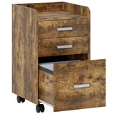 HOMCOM 3 Drawer Rolling Filing Cabinet for A4 and Letter Hanging Files – Under-Desk Storage, Rustic Brown