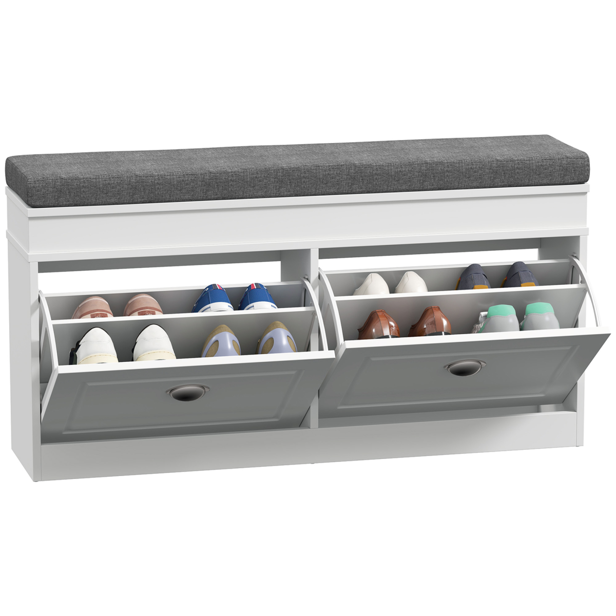 Shoe storage bench with cushion