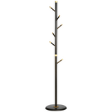 HOMCOM Bamboo Coat Stand with 6 Hooks, 180cm – Free-Standing Hall Tree with Gold-Tone Accents