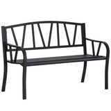 Outsunny 2-Seater Metal Garden Bench with Slatted Seat – Outdoor Loveseat for Patio and Park