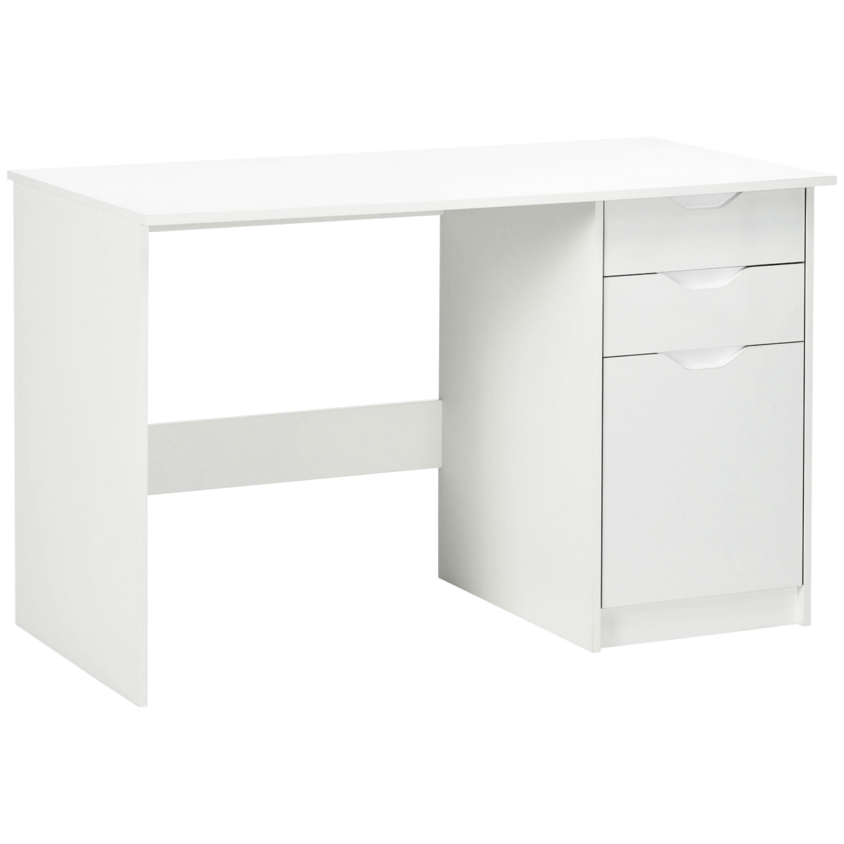 HOMCOM Computer Desk with 3 Drawers, High Gloss Finish & Legroom – Home Office Workstation, White