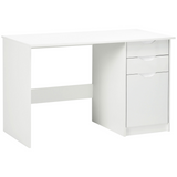HOMCOM Computer Desk with 3 Drawers, High Gloss Finish & Legroom – Home Office Workstation, White