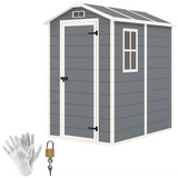 Outsunny Grey Weatherproof Tool Shed with Lock, Floor Panel & Vents – Garden Storage, 131 x 186 x 198cm