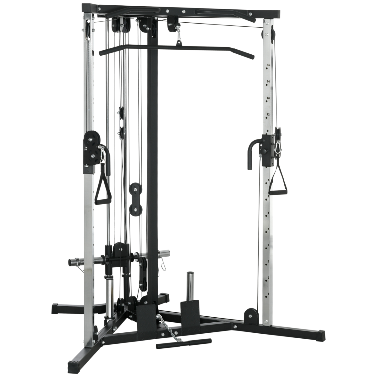 SPORTNOW Home Gym Machine with 15 Adjustable Positions, Dual Pulleys and Pull-Up Station – Workout Station