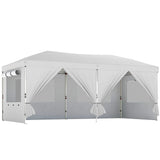 Outsunny 3 x 6m Pop-Up Gazebo with 6 Sidewalls – UV50 Garden Canopy with Mesh Windows and Carry Bag, White