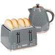 HOMCOM grey kettle and 4-slice toaster set
