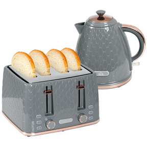 HOMCOM grey kettle and 4-slice toaster set