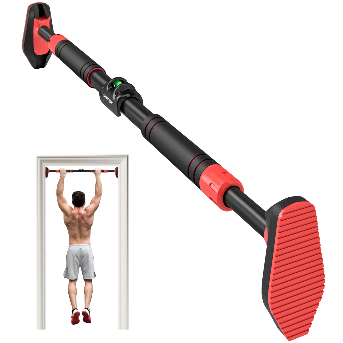 SPORTNOW Doorway Pull Up Bar, Adjustable 96–130cm, No Screws, 200kg Capacity – Home Gym Chin Up Bar