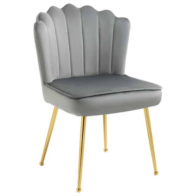 Grey velvet shell accent chair