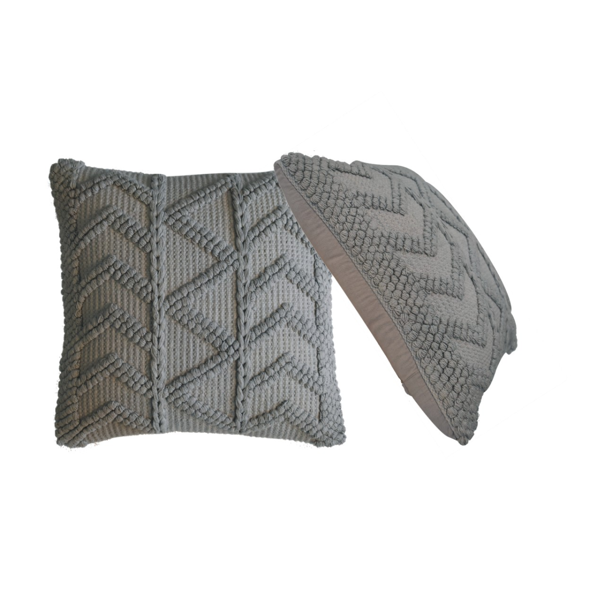 Artisan Furniture Alda Zig-Zag Cushions, Set of 2 – Plump Scatter Cushions for Sofa & Bedroom, Grey