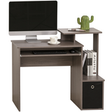 Grey computer desk with keyboard tray