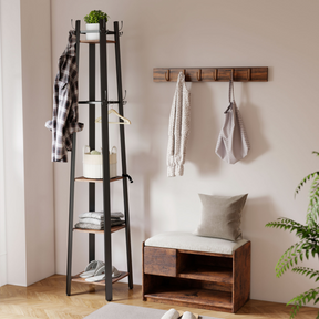 Industrial coat stand with shelves