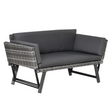 Outsunny 2-in-1 rattan folding daybed sofa in grey