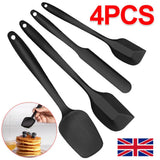 Silicone Spatula Set of 4 with Heat Resistance up to 315℃ – Non-Stick Kitchen Scrapers, Black