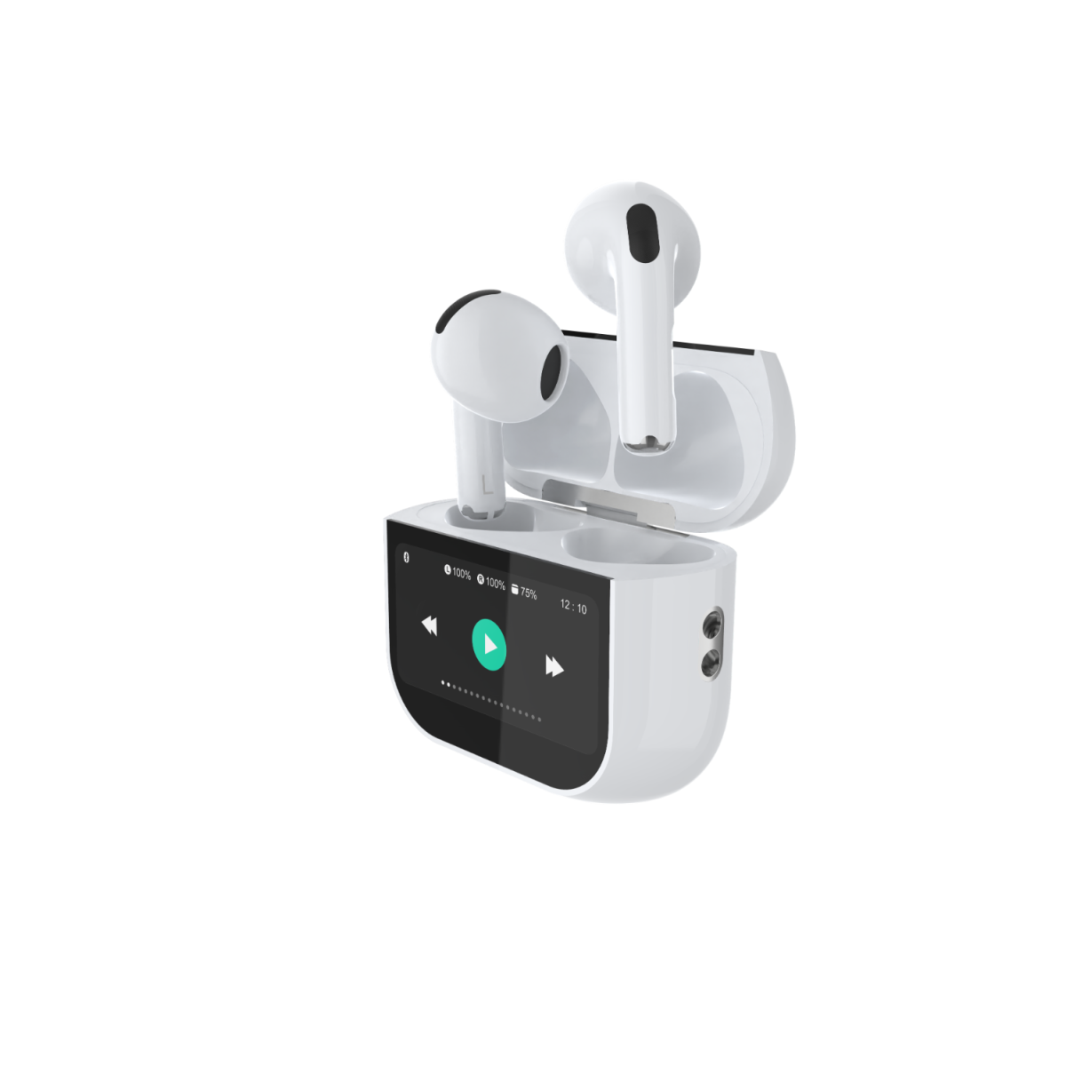 WYEWAVE ProSound Wireless Earbuds with LCD Touch Screen Charging Case, ANC and Transparency Mode, White
