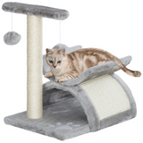 Pawhut Small Cat Tree with Rotatable Pole, Tunnel, Scratching Bridge and Dangling Balls – Plush Indoor Play Centre