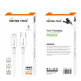 Panther Force USB-C Fast Charging Cable – Quick Charge and Data Transfer for Phones, Tablets and Laptops