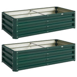 Outsunny Set of 2 Raised Beds for Garden, Galvanised Outdoor Planters for Herbs Vegetables