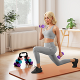 Dumbbell Set with Storage Rack, 12kg Total (2 x 1kg, 2 x 2kg, 2 x 3kg) – Home Gym Hand Weights, Pink, Blue & Purple