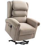 HOMCOM Velvet-Feel Electric Riser Recliner Chair with Footrest & USB Port – Power Lift Armchair, Khaki