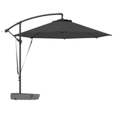 Outsunny 360° Rotating Patio Parasol with UV50+ Canopy, Wind Straps & Wheeled Weighted Base – Dark Grey