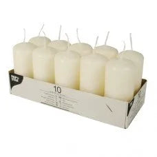 Pillar Candles 9cm, Pack of 10 – Home Decor Candles, Cream