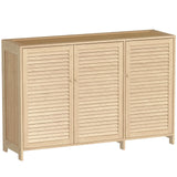 HOMCOM Bamboo Shoe Cabinet with Louvred Doors and Adjustable Shelves – Holds 18 Pairs, Natural