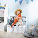 Kids Storage Bench with 27.3L Compartment & Lid Safety Bar – Pinewood Seat with Moon and Stars Pattern
