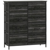 HOMCOM Eight Fabric Drawer Chest with Steel Frame, Pockets and Anti-Tipping Kit – Bedroom Storage, Black
