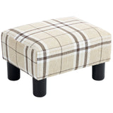 HOMCOM Linen Fabric Footstool Ottoman Cube with Padded Seat and Wooden Frame – Bedroom Stool, Multi-Colour