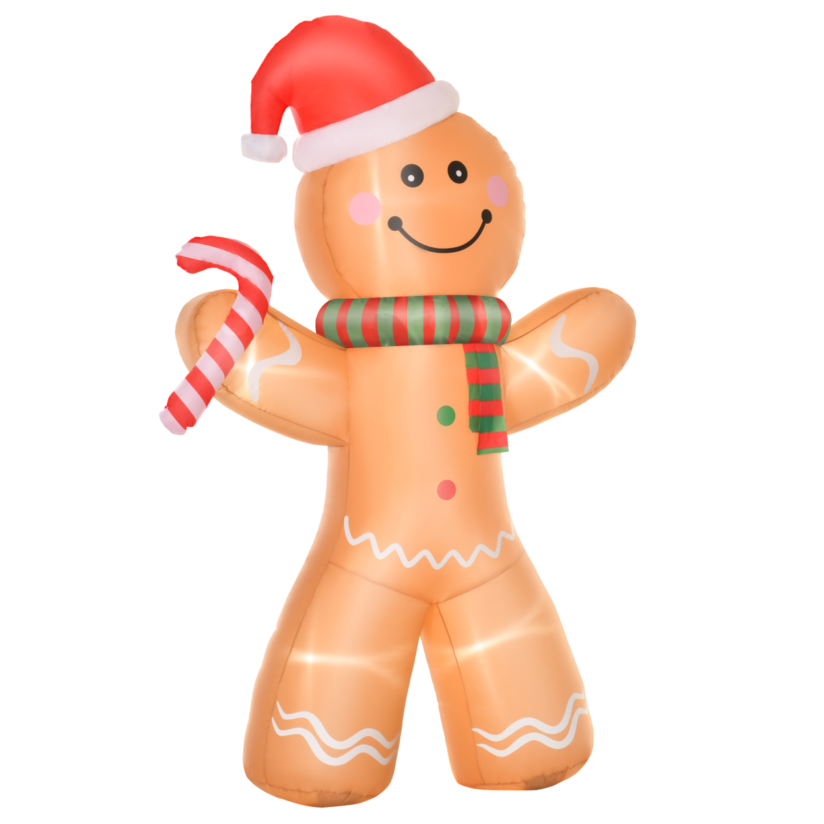HOMCOM 8ft Inflatable Christmas Gingerbread Man with Internal Lights – Indoor Outdoor Festive Yard Decoration