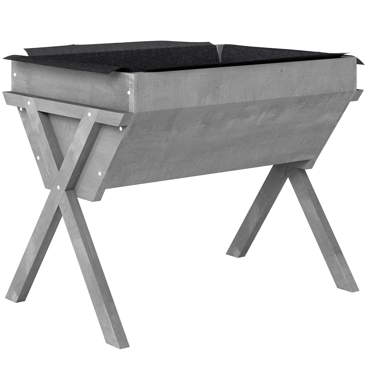 Outsunny Wooden Raised Garden Bed with Legs and Bed Liner – Elevated Fir Wood Planter Box, 178L, Light Grey