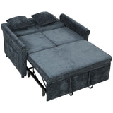 HOMCOM 2 Seater 3-in-1 Sofa Bed with 5-Position Adjustable Backrest – Pull Out Chenille Sleeper, Dark Blue