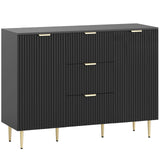 HOMCOM 120cm Sideboard with 2 Doors, 3 Drawers and Adjustable Shelves – Buffet Cabinet and TV Stand, Black