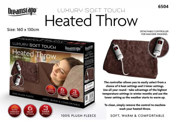 Luxury Soft Touch Electric Heated Throw Blanket, 160 x 130cm – Cosy Heated Home Comfort
