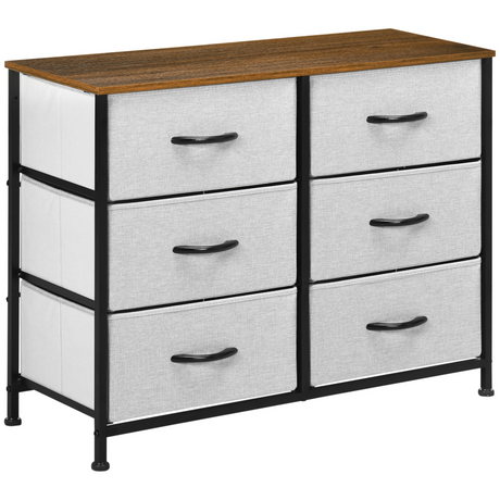 HOMCOM grey 6 drawer fabric chest