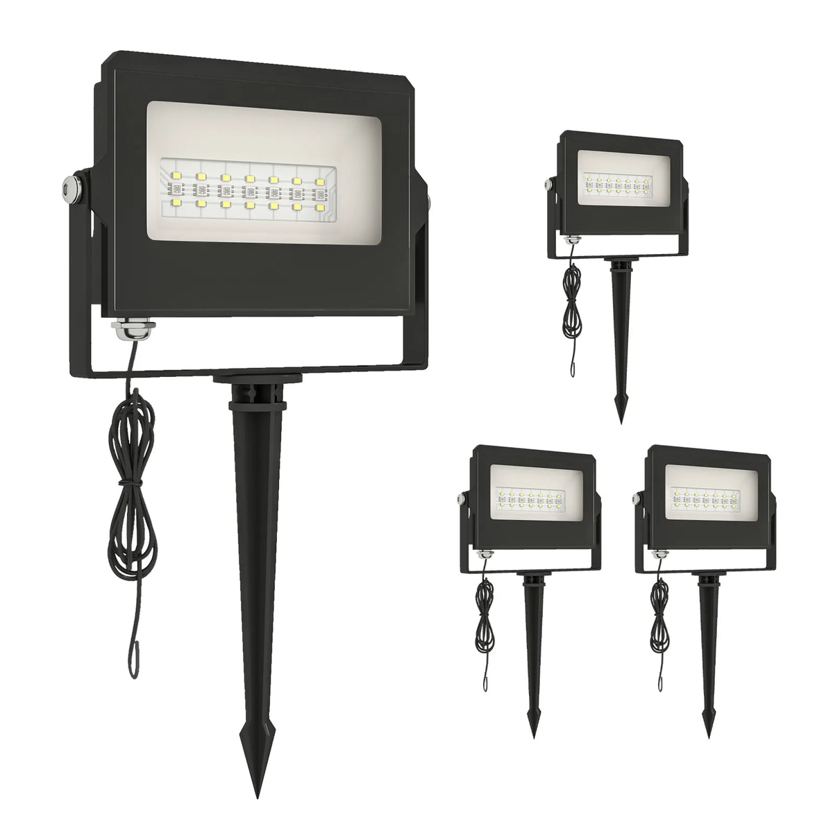 Outsunny 32W RGB LED Garden Floodlights, 4-Pack – Linkable Spotlights with Remote and Timer, IP65, UK Plug, Black