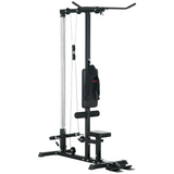 SPORTNOW Pull Up Station Power Cage with Lat Pull Down, Low Row Pulley & Adjustable Seat – Home Gym, Black
