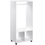 Open Wardrobe Clothes Rail with Hanging Rod, Shelves and 4 Lockable Wheels – Bedroom Storage, White