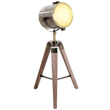 HOMCOM Industrial Tripod Lamp – Wood & Bronze