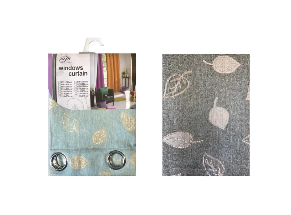 Jacquard Leaf Design Fabric Window Curtain – Room Curtain, Assorted Colours